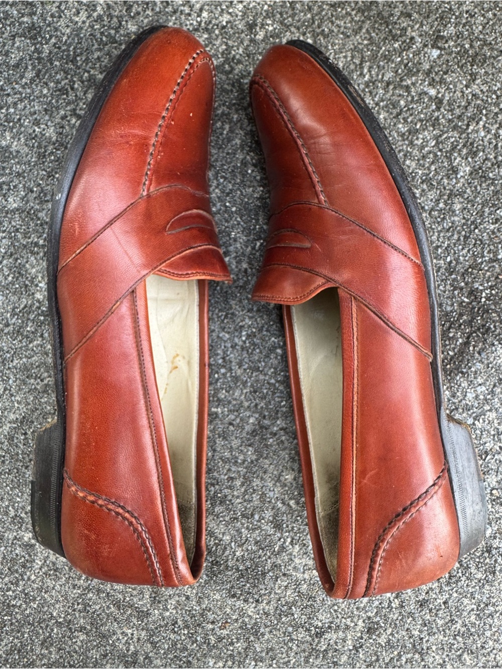 Bragano by Cole Haan Cognac Tan Italian Leather Penny Loafers 9.5M Style 2659 - Picture 10 of 16